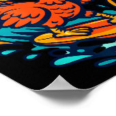 Erntedankfest Truthahn Surfer Surft Poster (Ecke)