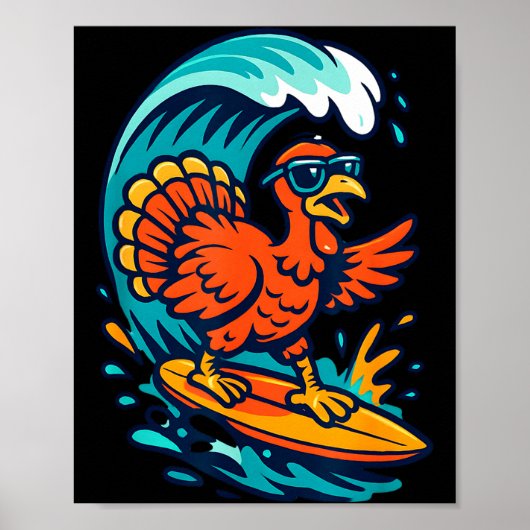 Erntedankfest Truthahn Surfer Surft Poster (Vorne)