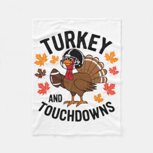 Erntedankfest Truthahn und Touchdowns Football Spi Fleecedecke
