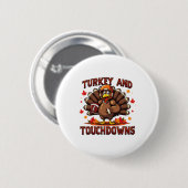 Erntedankfest Truthahn und Touchdowns Footballspie Button (Vorne & Hinten)