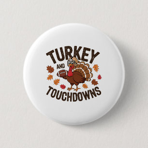 Erntedankfest Truthahn und Touchdowns Footballspie Button
