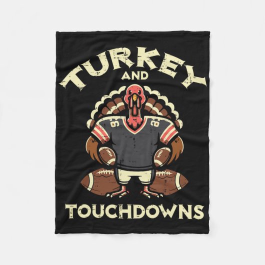 Erntedankfest Truthahn und Touchdowns Footbyll Män Fleecedecke (Vorderseite)