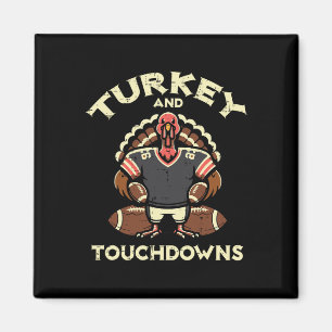 Erntedankfest Truthahn und Touchdowns Footbyll Män Magnet