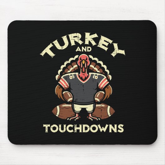 Erntedankfest Truthahn und Touchdowns Footbyll Män Mousepad (Vorne)