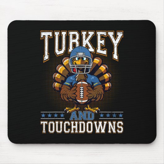Erntedankfest Truthahn und Touchdowns Footbyll Män Mousepad (Vorne)