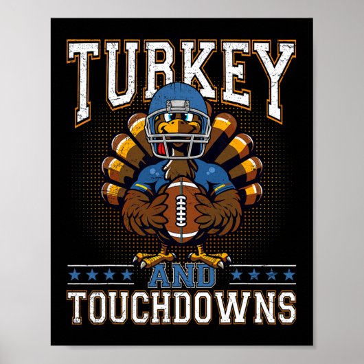 Erntedankfest Truthahn und Touchdowns Footbyll Män Poster (Vorne)