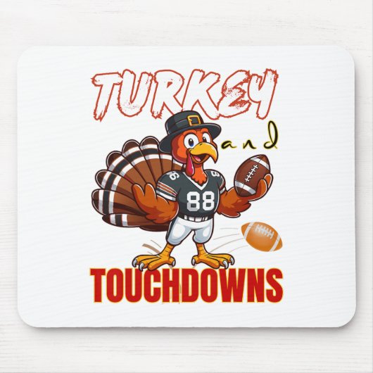 Erntedankfest Truthahn und Touchdowns Lustiger Foo Mousepad (Vorne)