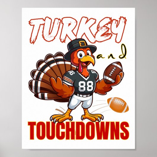 Erntedankfest Truthahn und Touchdowns Lustiges Fuß Poster (Vorne)