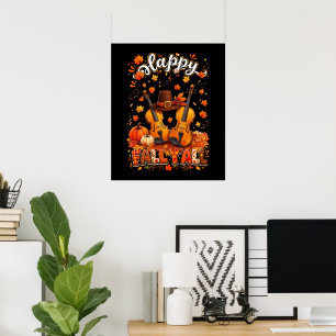 Erntedankfest Violine Herbstblätter Poster