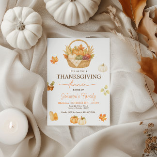 Erntedankkorb-Einladung zum Thanksgiving-Fest in A Einladung