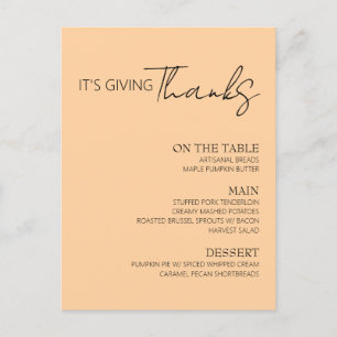 Erntedankmenü Einladungspostkarte