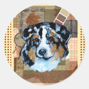ERNTEDANKSAGUNG AUSTRALIAN SHEPHERD RUNDER AUFKLEBER