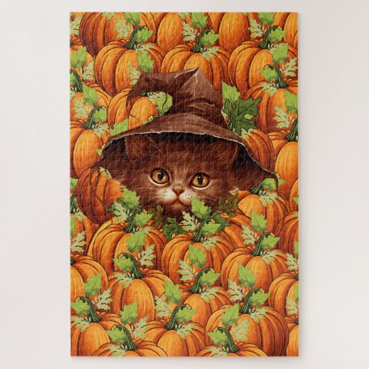 ERNTEDANKSAGUNGS-KÜRBISSE SÜSSE KATZE PUZZLE (Vertikal)