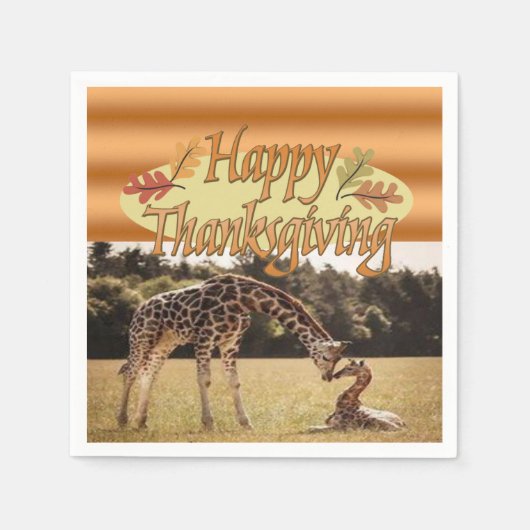 Erntedankservietten Giraffe Serviette (Vorderseite)