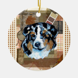 ERNTEDANKSFEST AUSTRALIAN SHEPHERD KERAMIK ORNAMENT