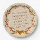 Erntedankwreath-Bibel-Vers-Teller 9" Pappteller (Vorderseite)