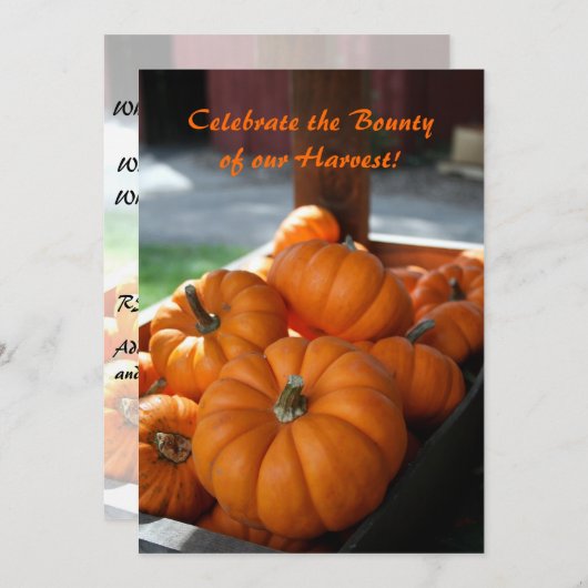 Ernteeinladung - Mini-Kürbis Einladung (Vorne/Hinten)