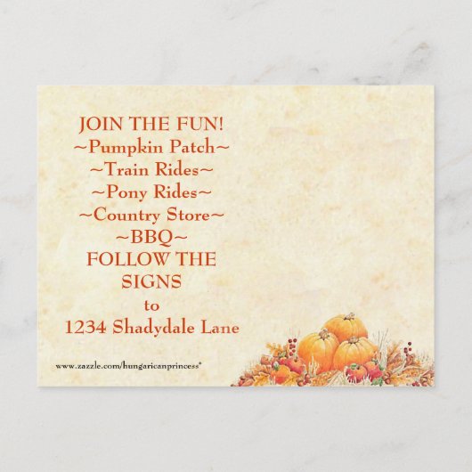 Erntefestival Pumpkin Patch Postkarte (Rückseite)