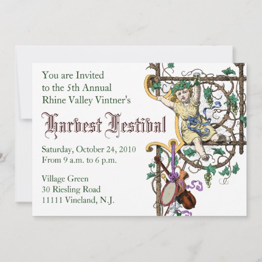 Erntefestspiele Herbst Weinroute Vintager Stil Einladung (Rückseite)