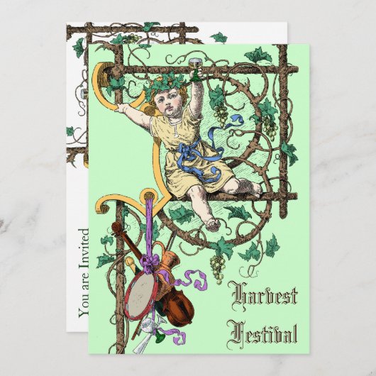 Erntefestspiele Herbst Weinroute Vintager Stil Einladung (Vorne/Hinten)