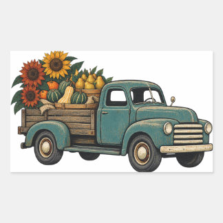Erntelastwagen Thanksgiving-Aufkleber Rechteckiger Aufkleber