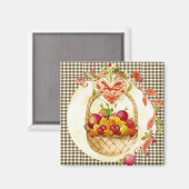 Erntemaschine / Brown Gingham Kühlschrank Magnet (Vorderseite/Rückseite)