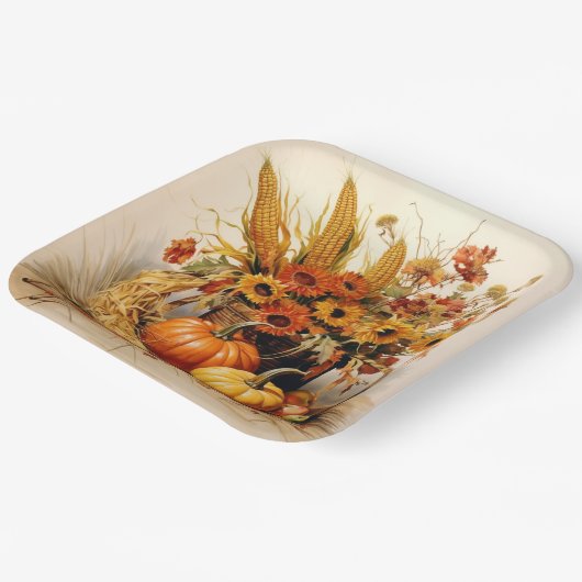 Erntemedley: Foliage und Florals Pappteller (Gewinkelt)