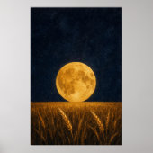 Erntemond-Weizenfeld-Wasserfarbenposter Poster (Vorne)