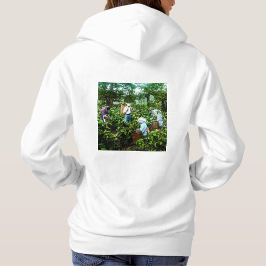 Ernten grüne Teeblatt-alter Japan-Bauern Hoodie (Rückseite)