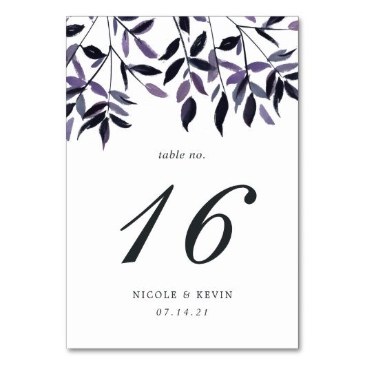 Ernteplum Watercolor Foliations-Tischnummer Tischnummer (Vorderseite)