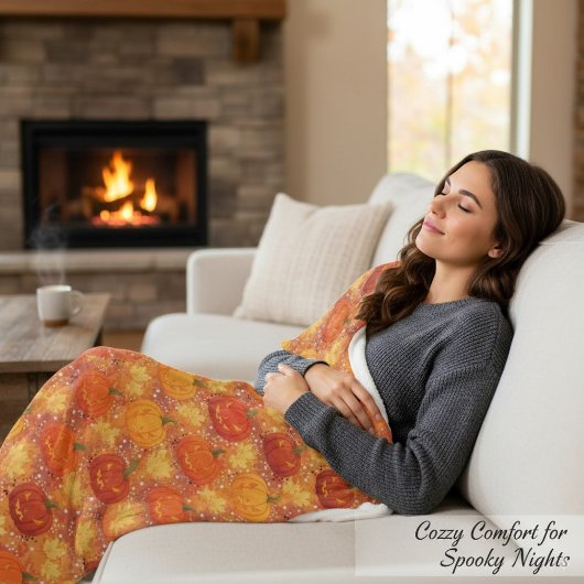 Erntepumkin HerbstHerbstlaub Gemütliches Halloween Fleecedecke