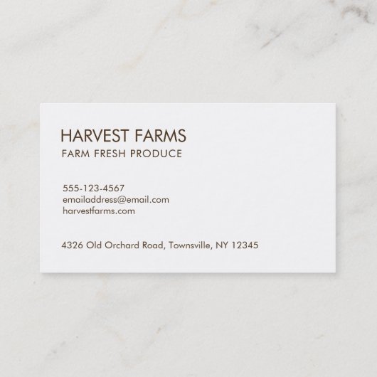 Erntepumpen, Blätter und Gemüse Visitenkarte (Rückseite)