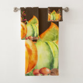 Erntepumpen und Herbstleaves Grenze dankbar Badhandtuch Set (Insitu)