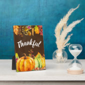 Erntepumpen und Herbstleaves Grenze dankbar Fotoplatte (Seite)