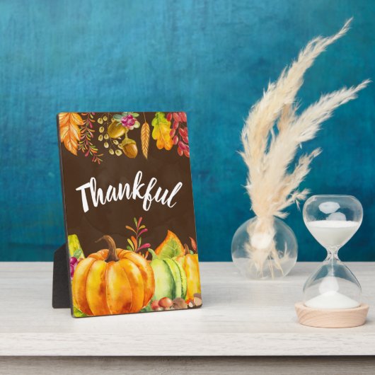 Erntepumpen und Herbstleaves Grenze dankbar Fotoplatte (Seite)