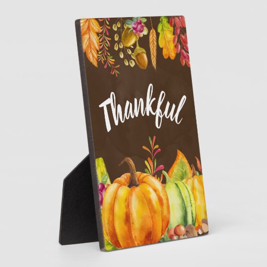 Erntepumpen und Herbstleaves Grenze dankbar Fotoplatte (Seite)