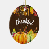 Erntepumpen und Herbstleaves Grenze dankbar Keramik Ornament (Rechts)