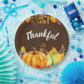 Erntepumpen und Herbstleaves Grenze dankbar Pappteller (Party)