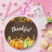 Erntepumpen und Herbstleaves Grenze dankbar Pappteller (Party)