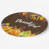 Erntepumpen und Herbstleaves Grenze dankbar Pappteller (Schrägansicht)