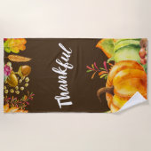 Erntepumpen und Herbstleaves Grenze dankbar Strandtuch (Vorderseite)