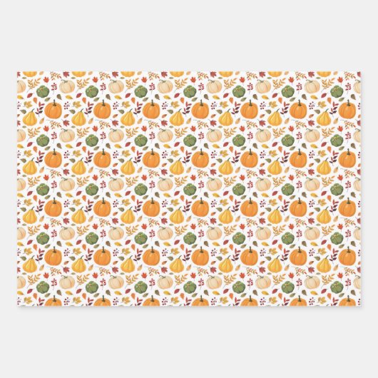 Erntepumpen und Herbstleaves Muster Geschenkpapier Set (Vorderseite 2)