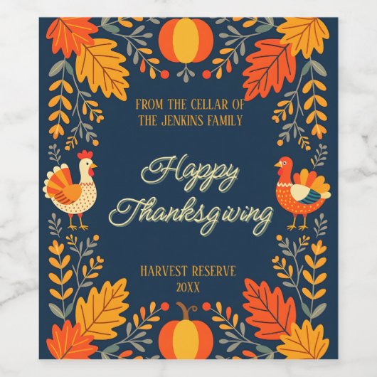 Erntereserve Herbst Türkei Erntedank Weinetikett (Einzelnes Label)