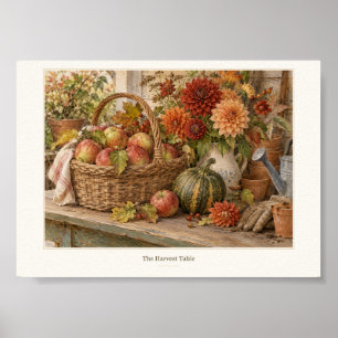 Erntetisch Herbst Stillleben Kunstposter Poster