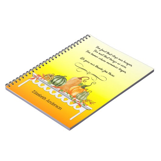 Erntetisch Tisch Dankbarkeit Segen SpiralNotebook Notizblock (Linke Seite)