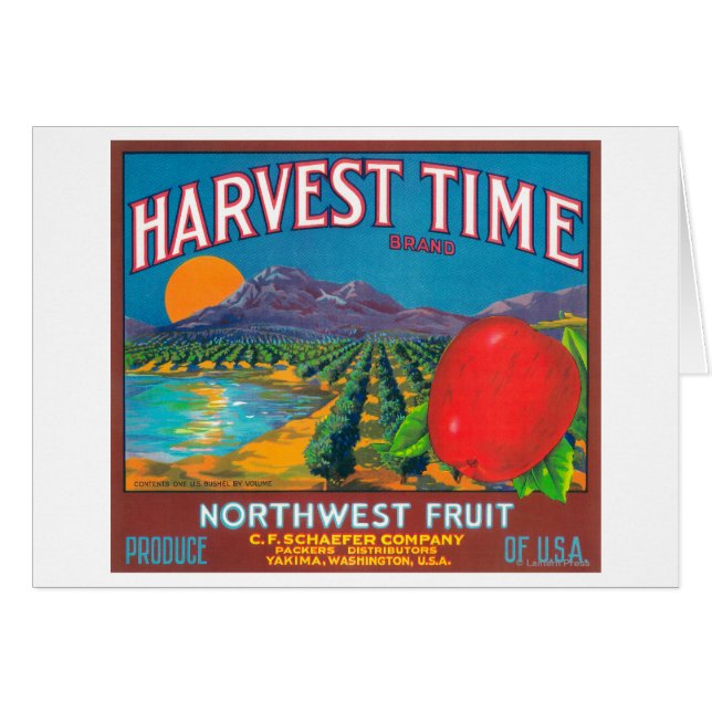 Erntezeit Apple Label - Yakima, WA (Vorderseite (Horizontal))