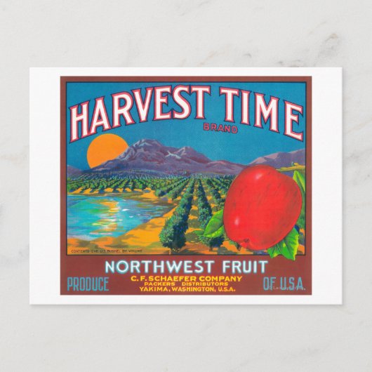 Erntezeit Apple Label - Yakima, WA Postkarte (Vorderseite)