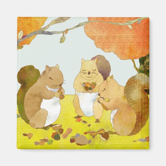 Erntezeit der kleinen Eichhörnchen Magnet (Vorne)