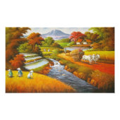 Erntezeit: Eine Landschaft mit einem Berg Fotodruck (Vorne)