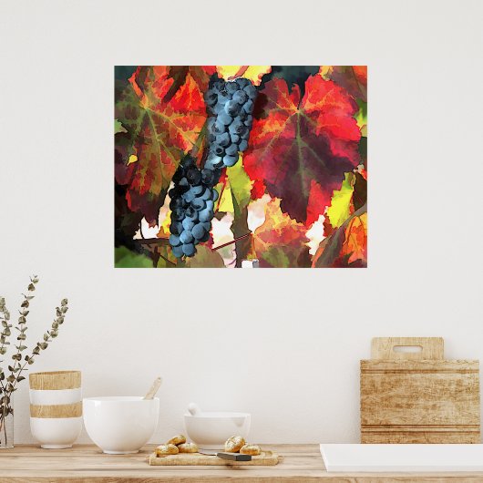 Erntezeit Trauben und Blätter Poster (Küche)